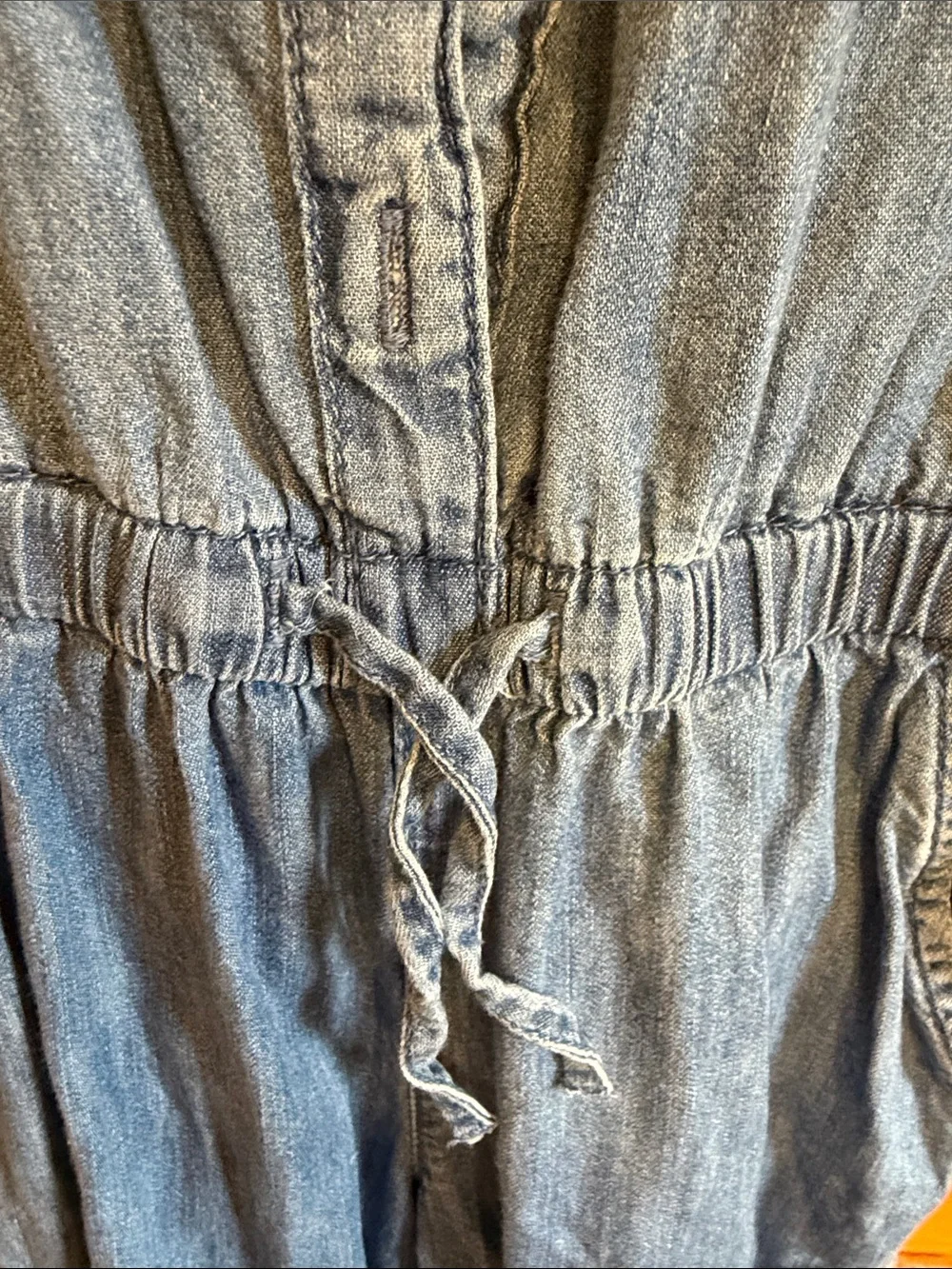 GAP Blue Denim Button-Front Jumpsuit